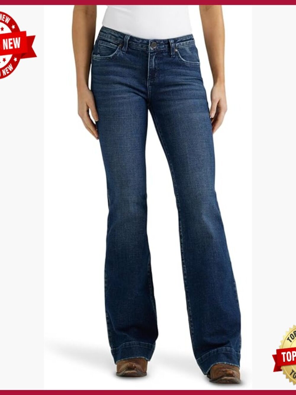 Mid Rise Wide Leg Trouser Jeans, Cotton Stretch, Five Pocket Style